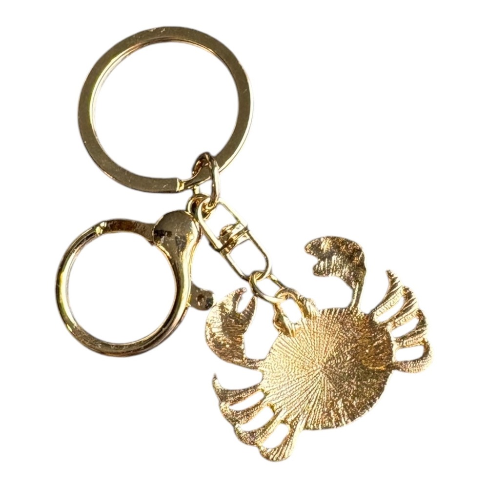 Women's Key Chain Gold Black 3" Crab Charm Rhinestone Metal - Picture 2 of 3